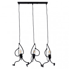 GLOBOSTAR® LITTLE MAN 00980 Μοντέρνο Κρεμαστό Φωτιστικό Οροφής με Ντουί 3 x E27 AC 220-240V IP20 - Μαύρο - Μ70 x Π10 x Υ105cm