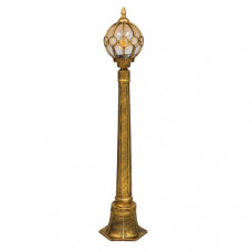 GloboStar® ETOILE 00985 Vintage Φωτιστικό Κολωνάκι Κήπου Μονόφωτο 1 x E27 Μπρονζέ Χρυσό Μεταλλικό Πλέγμα με Μελί Γυάλινη Μπάλα D18 x H102cm