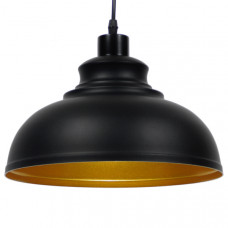 GLOBOSTAR® ANDY 01000 Μοντέρνο Κρεμαστό Φωτιστικό Οροφής με Ντουί 1 x E27 AC 220-240V IP20 - Μαύρο & Χρυσό - Μ35 x Π35 x Υ28cm
