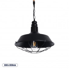 GLOBOSTAR® CRANE 01109 Vintage Κρεμαστό Φωτιστικό Οροφής με Ντουί 1 x E27 AC 220-240V IP20 - Μαύρο & Μπεζ - Μ36 x Π36 x Υ30cm