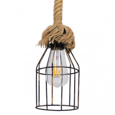 GLOBOSTAR® LAICO 01129 Vintage Κρεμαστό Φωτιστικό Οροφής με Ντουί 1 x E27 AC 220-240V IP20 - Μπρούτζινο & Μπεζ - Μ12 x Π12 x Υ100cm
