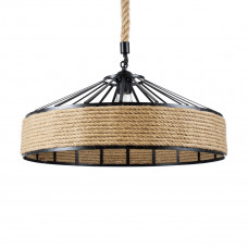 GLOBOSTAR® SAHARA 01147 Vintage Κρεμαστό Φωτιστικό Οροφής με Ντουί 1 x E27 AC 220-240V IP20 - Μαύρο & Μπεζ - Μ50 x Π50 x Υ32cm
