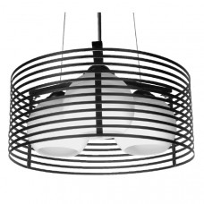 GLOBOSTAR® KEVIA 01150 Μοντέρνο Κρεμαστό Φωτιστικό Οροφής με Ντουί 3 x E27 AC 220-240V IP20 - Μαύρο & Λευκό - Μ40 x Π40 x Υ17.5cm