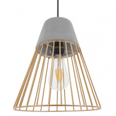 GLOBOSTAR® DURANT 01323 Μοντέρνο Κρεμαστό Φωτιστικό Οροφής με Ντουί 1 x E27 AC 220-240V IP20 - Γκρι & Χρυσό - Μ25 x Π25 x Υ31cm