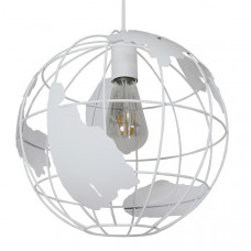 GloboStar® EARTH 01382 Vintage Κρεμαστό Φωτιστικό Πλέγμα Μονόφωτο 1 x E27 IP20 Λευκό Μέταλλο - Μ30 x Π30 x Υ30cm
