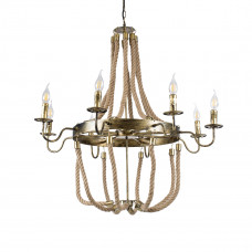 GLOBOSTAR® VICTORIAN 01405 Vintage Κρεμαστό Φωτιστικό Οροφής με Ντουί 8 x E14 AC 220-240V IP20 - Μπρούτζινο Εφέ Σκουριάς & Μπεζ - Μ87 x Π87 x Υ80cm
