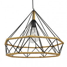 GLOBOSTAR® FLUTED 01422 Vintage Κρεμαστό Φωτιστικό Οροφής με Ντουί 1 x E27 AC 220-240V IP20 - Μαύρο & Μπεζ - Μ50 x Π50 x Y44cm