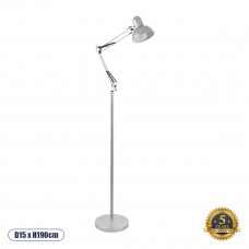 GLOBOSTAR® AUDREY 01469 Vintage Επιδαπέδιο Φωτιστικό με Ντουί 1 x E27 AC 220-240V IP20 - Ασημί - Μ15 x Π15 x Υ190cm