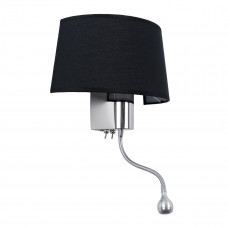 GLOBOSTAR® ELEGANT 01492 Μοντέρνο Φωτιστικό Τοίχου - Απλίκα Ξενοδοχείου Reading Light με Ντουί 1 x E27 LED 3W 360lm 36° AC 220-240V IP20 Θερμό Λευκό 2700K - Bridgelux COB Chip - Χρώμιο & Μαύρο - Μ26 x