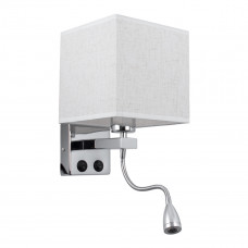 GLOBOSTAR® ELEGANT 01495 Μοντέρνο Φωτιστικό Τοίχου - Απλίκα Ξενοδοχείου Reading Light με Ντουί 1 x E27 LED 3W 360lm 36° AC 220-240V IP20 Θερμό Λευκό 2700K - Bridgelux COB Chip - Χρώμιο & Λευκό - Μ17 x