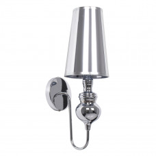 GLOBOSTAR® LAURA 01498 Μοντέρνο Φωτιστικό Τοίχου - Απλίκα με Ντουί 1 x E27 AC 220-240V IP20 - Ασημί - Μ21 x Π15 x Y48cm