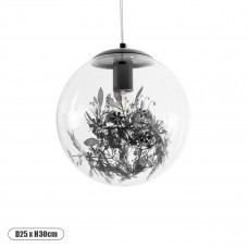 GLOBOSTAR® HARPER 01512 Μοντέρνο Κρεμαστό Φωτιστικό Οροφής με Ντουί 1 x E27 AC 220-240V IP20 - Διάφανο & Μαύρο - Μ25 x Π25 x Υ30cm
