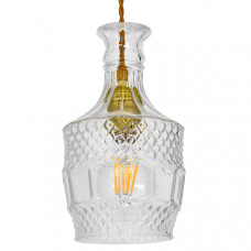 GLOBOSTAR® WHISKEY 01513 Vintage Κρεμαστό Φωτιστικό Οροφής με Ντουί 1 x E27 AC 220-240V IP20 - Διάφανο - Μ13 x Π13 x Υ22cm