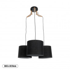 GLOBOSTAR® RAMSON 01525 Μοντέρνο Κρεμαστό Φωτιστικό Οροφής με Ντουί 3 x E27 AC 220-240V IP20 - Μαύρο & Μπεζ - Μ65 x Π65 x Υ20cm