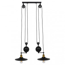 GLOBOSTAR® CARILO 01550 Vintage Κρεμαστό Φωτιστικό Οροφής με Ντουί 2 x E27 AC 220-240V IP20 - Μαύρο & Χρυσό - Μ72 x Π26 x Υ120cm