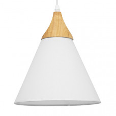 GLOBOSTAR® SHADE TEXTILE 01577 Μοντέρνο Κρεμαστό Φωτιστικό Οροφής με Ντουί 1 x E27 AC 220-240V IP20 - Λευκό & Μπεζ - Μ25 x Π25 x Υ30cm