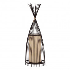 GLOBOSTAR® AZORES 01754 Boho Επιδαπέδιο Φωτιστικό με Ντουί 1 x E27 AC 220-240V IP20 - Καφέ & Μπεζ - Μ30 x Π30 x Υ90cm