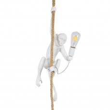 GLOBOSTAR® APES 01802 Μοντέρνο Κρεμαστό Φωτιστικό Οροφής με Ντουί 1 x E27 AC 220-240V IP20 - Λευκό & Μπεζ - Μ26 x Π28 x Υ69cm