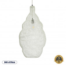 GLOBOSTAR® KENTUCKY 01895 Vintage Κρεμαστό Φωτιστικό Οροφής με Ντουί 1 x E27 AC 220-240V IP20 - Λευκό - Μ40 x Π40 x Υ70cm