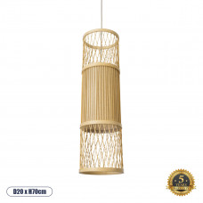 GLOBOSTAR® HIBISCUS 01933 Boho Κρεμαστό Φωτιστικό Οροφής με Ντουί 1 x E27 AC 220-240V IP20 - Μπεζ - Μ20 x Π20 x Υ70cm