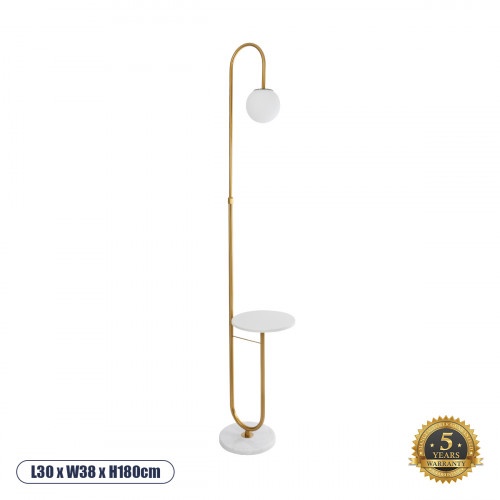 GLOBOSTAR® CORDELIA 02025 Μοντέρνο Επιδαπέδιο Φωτιστικό με Ντουί 1 x E27 AC 220-240V IP20 - Χρυσό & Λευκό - Μ30 x Π38 x Υ180cm GLOBOSTAR® CORDELIA 02025 Μοντέρνο Επιδαπέδιο Φωτιστικό με Ντουί 1 x E27 AC 220-240V IP20 - Χρυσό & Λευκό - Μ30 x Π38 x Υ180cm