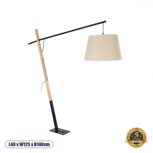 GLOBOSTAR® KELSIE 02030 Μοντέρνο Επιδαπέδιο Φωτιστικό με Ντουί 1 x E27 AC 220-240V IP20 - Μαύρο & Μπεζ - Μ40 x Π125 x Υ140cm GLOBOSTAR® KELSIE 02030 Μοντέρνο Επιδαπέδιο Φωτιστικό με Ντουί 1 x E27 AC 220-240V IP20 - Μαύρο & Μπεζ - Μ40 x Π125 x Υ140cm