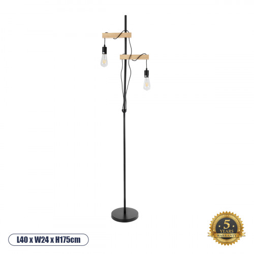 GLOBOSTAR® MINDELO 02034 Μοντέρνο Επιδαπέδιο Φωτιστικό με Ντουί 2 x E27 AC 220-240V IP20 - Μαύρο & Μπεζ - Μ40 x Π24 x Υ175cm GLOBOSTAR® MINDELO 02034 Μοντέρνο Επιδαπέδιο Φωτιστικό με Ντουί 2 x E27 AC 220-240V IP20 - Μαύρο & Μπεζ - Μ40 x Π24 x Υ175cm