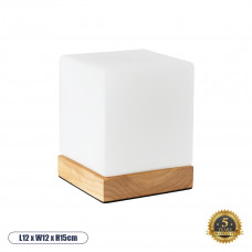 GLOBOSTAR® DERYA 02035 Μοντέρνο Επιτραπέζιο Φωτιστικό Πορτατίφ με Ντουί 1 x E27 AC 220-240V IP20 - Λευκό & Καφέ - Μ12 x Π12 x Υ15cm