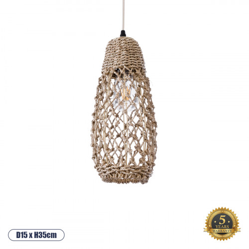 GLOBOSTAR® ECUADOR 02119 Boho Κρεμαστό Φωτιστικό Οροφής με Ντουί 1 x E27 AC 220-240V IP20 - Μπεζ - Μ15 x Π15 x Υ35cm GLOBOSTAR® ECUADOR 02119 Boho Κρεμαστό Φωτιστικό Οροφής με Ντουί 1 x E27 AC 220-240V IP20 - Μπεζ - Μ15 x Π15 x Υ35cm