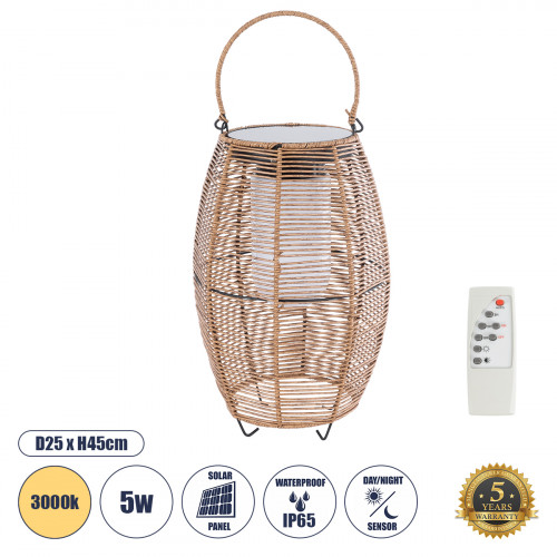 GLOBOSTAR® HESPELER 02305 Boho Επιδαπέδιο Φωτιστικό LED 5W 200lm 180° με Φωτοβολταϊκό Panel 3.6V 0.1W με Αισθητήρα Ημέρας/Νύχτας Αδιάβροχο IP65 Θερμό Λευκό 2700K - Μπεζ - Μ25 x Π25 x Υ45cm - 2 Χρόνια GLOBOSTAR® HESPELER 02305 Boho Επιδαπέδιο Φωτιστικό LED 5W 200lm 180° με Φωτοβολταϊκό Panel 3.6V 0.1W με Αισθητήρα Ημέρας/Νύχτας Αδιάβροχο IP65 Θερμό Λευκό 2700K - Μπεζ - Μ25 x Π25 x Υ45cm - 2 Χρόνια