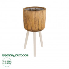 GloboStar® Artificial Garden JAMAICA 20554 Διακοσμητικό Ξύλινο Κασπώ Γλάστρα - Flower Pot Καφέ Φ22 x Υ46cm