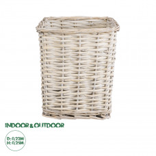 GloboStar® Artificial Garden KYOTO 20590 Διακοσμητικό Πλεκτό Καλάθι - Κασπώ Γλάστρα - Flower Pot Λευκό με Μπεζ Φ22 x Υ25cm