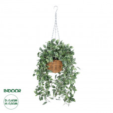GloboStar® Artificial Garden TRADESCANTIA ZEBRINA HANGING PLANT 20627 Τεχνητό Κρεμαστό Διακοσμητικό Φυτό Ζεμπρίνα Y80cm