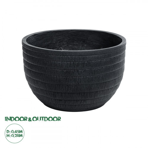 GloboStar® Artificial Garden VEGAS 20702 Διακοσμητικό Πολυεστερικό Τσιμεντένιο Κασπώ Γλάστρα - Flower Pot Μαύρο Φ45 x Υ28cm GloboStar® Artificial Garden VEGAS 20702 Διακοσμητικό Πολυεστερικό Τσιμεντένιο Κασπώ Γλάστρα - Flower Pot Μαύρο Φ45 x Υ28cm