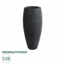 GloboStar® Artificial Garden NASHVILLE 20715 Επιδαπέδιο Πολυεστερικό Τσιμεντένιο Κασπώ Γλάστρα - Flower Pot Μαύρο Φ35 x Υ85cm