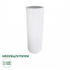 GloboStar® Artificial Garden MARSALA 20735 Επιδαπέδιο Πολυεστερικό Τσιμεντένιο Κασπώ Γλάστρα - Flower Pot Λευκό Φ41 x Υ120cm