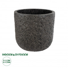 GloboStar® Artificial Garden LUCCA 20756 Επιδαπέδιο Πολυεστερικό Τσιμεντένιο Κασπώ Γλάστρα - Flower Pot Καφέ Φ31 x Υ28cm