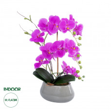 GloboStar® Artificial Garden HOT PINK ORCHID 21119 Διακοσμητικό Φυτό  Έντονο Ροζ Ορχιδέα Υ43cm