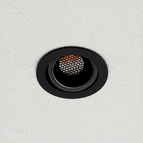 kelvo® LEO KLV-101-0311 Χωνευτό Κινούμενο Φωτιστικό Downlight Σποτ με Honeycomb Anti-Glare Reflector LED 10W 1250lm 38° AC 220-240V IP20 Θερμό Λευκό 2700K - Bridgelux COB Chip & TÜV SÜD Driver - Μαύρο