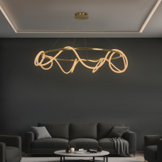 kelvo® GLOW KLV-101-0165 Κρεμαστό Φωτιστικό Οροφής LED 100W 10000lm 360° AC 220-240V IP20 Ρυθμιζόμενο Λευκό CCT με Χειριστήριο από 2700K έως 6000K Dimmable - Lumileds SMD Chip - Χρυσό Πλατίνα - Μ150 x