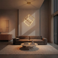 kelvo® KIBOO KLV-101-0262 Κρεμαστό Φωτιστικό Οροφής LED 36W 3600lm 360° AC 220-240V IP20 Ρυθμιζόμενο Λευκό CCT με Χειριστήριο από 2700K έως 6000K Dimmable - Lumileds SMD Chip - Χρυσό Πλατίνα - Μ40 x Π