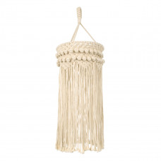 GloboStar® 36205 UGANDA Boho Καπέλο Φωτιστικού- Μακραμέ Πλεκτό Χειροποίητο Μπεζ Βαμβακερό Νήμα - Μ25 x Π25  x Υ70cm
