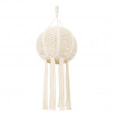 GloboStar® 36214 EGYPT Boho Καπέλο Φωτιστικού- Μακραμέ Πλεκτό Χειροποίητο Μπεζ Βαμβακερό Νήμα - Μ30 x Π30  x Υ75cm
