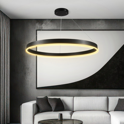 kelvo® VENOM KLV-101-0193 Κρεμαστό Φωτιστικό Οροφής LED 75W 7500lm 120° AC 220-240V IP20 Ρυθμιζόμενο Λευκό CCT με Χειριστήριο από 2700K έως 6000K Dimmable - Lumileds SMD Chip - Μαύρο Ματ - Μ100 x Π100