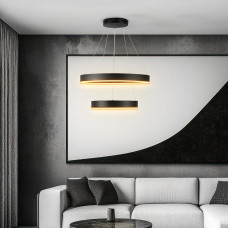 kelvo® VENOM KLV-101-0196 Κρεμαστό Φωτιστικό Οροφής LED 75W 7500lm 120° AC 220-240V IP20 Ρυθμιζόμενο Λευκό CCT με Χειριστήριο από 2700K έως 6000K Dimmable - Lumileds SMD Chip - Μαύρο Ματ - Μ60 x Π60 x
