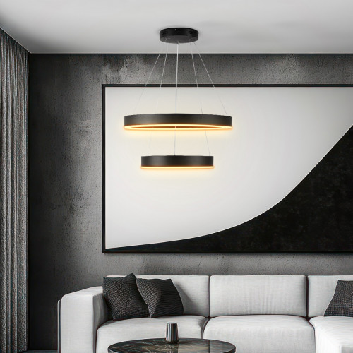 kelvo® VENOM KLV-101-0196 Κρεμαστό Φωτιστικό Οροφής LED 75W 7500lm 120° AC 220-240V IP20 Ρυθμιζόμενο Λευκό CCT με Χειριστήριο από 2700K έως 6000K Dimmable - Lumileds SMD Chip - Μαύρο Ματ - Μ60 x Π60 x