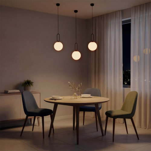 kelvo® BELLISSIMO KLV-101-0373 Κρεμαστό Φωτιστικό Οροφής για Λάμπα με Ντουί E27 AC 220-240V IP20 - Μαύρο Ματ & Λευκό - Μ20 x Π20 x Υ42cm