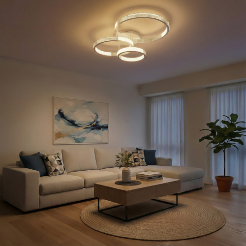 kelvo® DIAMOND KLV-101-0227 Φωτιστικό Οροφής LED 100W 10000lm 360° AC 220-240V IP20 Ρυθμιζόμενο Λευκό CCT με Χειριστήριο από 2700K έως 6000K Dimmable - Lumileds SMD Chip - Λευκό Ματ - Μ80 x Π50 x Υ20c