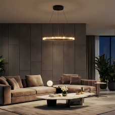 kelvo® DIAMOND KLV-101-0229 Κρεμαστό Φωτιστικό Οροφής LED 45W 4500lm 180° AC 220-240V IP20 Ρυθμιζόμενο Λευκό CCT με Χειριστήριο από 2700K έως 6000K Dimmable - Lumileds SMD Chip - Μαύρο Ματ - Μ60 x Π60
