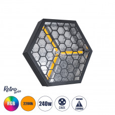 GloboStar® 51201 HALO HEXA Επαγγελματικό Φωτιστικό Ειδικών Εφέ DIGITAL MATRIX PIXEL & Blinder - 3 x 80W LED COB Chips Ultra Gold Warm White 2200K & 30 x 0.5W LED SMD5050 Chips RGB - AC 220V-240V DMX51